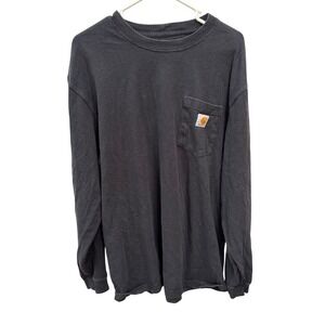 Carhartt Mens Long Sleeve Pocket T-Shirt Graphic Field Tested Workwear Black L